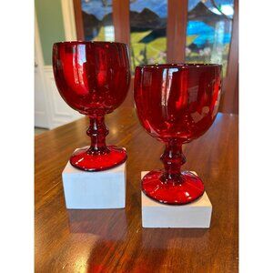 Ruby Red Vintage Imperial Hoffman House Glass Goblets.